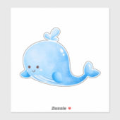 Cute Blue Whale Waterverf Sticker (Vel)