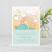 Cute Blue Whales Couples Baby shower Invite Kaart (Staand voorkant)