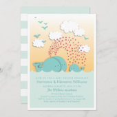Cute Blue Whales Couples Baby shower Invite Kaart (Voorkant / Achterkant)