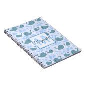Cute Blue Whales Monogram Patroon Notitieboek (Rechterzijde)
