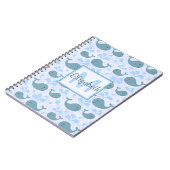 Cute Blue Whales Monogram Patroon Notitieboek (Linkerzijde)