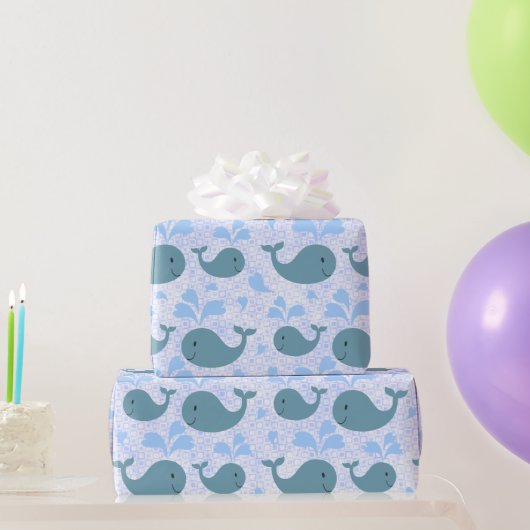 Cute Blue Whales Pattern Cadeaupapier (Feestgeschenken)