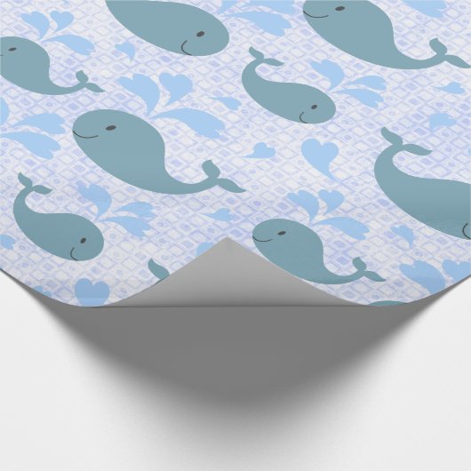 Cute Blue Whales Pattern Cadeaupapier (Hoek)