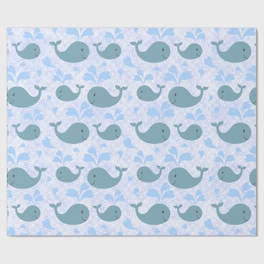 Cute Blue Whales Pattern Cadeaupapier (Vlak)