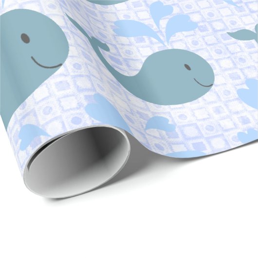 Cute Blue Whales Pattern Cadeaupapier (Rol Hoek)