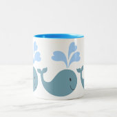 Cute Blue Whales Pattern Graphic Tweekleurige Koffiemok (Center)