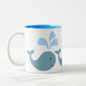 Cute Blue Whales Pattern Graphic Tweekleurige Koffiemok (Links)