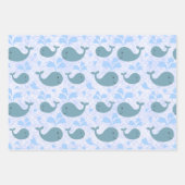 Cute Blue Whales Pattern Inpakpapier Vel (Voorkant 3)