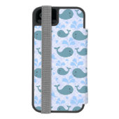 Cute Blue Whales Pattern Monogram Incipio iPhone Portemonnee Hoesje (Agenda Achterkant)