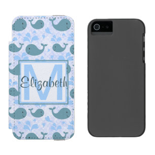 Cute Blue Whales Pattern Monogram