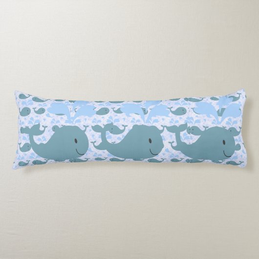 Cute Blue Whales Pattern Monogram Lichaamskussen (Voorkant)