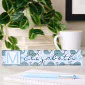Cute Blue Whales Pattern Monogram Naambordje