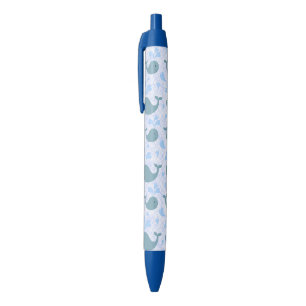 Cute Blue Whales Pattern Monogram Zwarte Inkt Pen