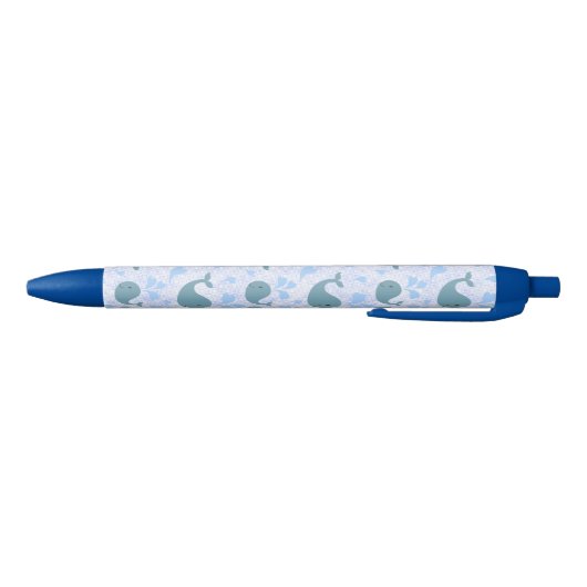 Cute Blue Whales Pattern Monogram Zwarte Inkt Pen (Bodem)