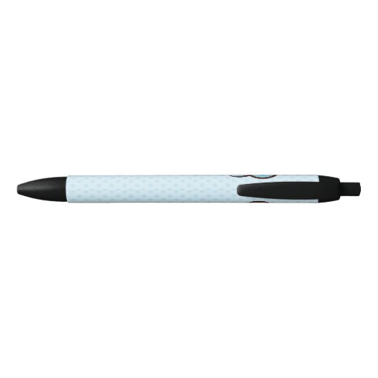 Cute Blue Whimsical Owl Zwarte Inkt Pen (Achterkant)