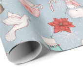Cute Blue Whimsical-Waterverf kerstcadeau Cadeaupapier (Rol Hoek)