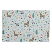Cute Blue Whimsical Woodland Forest Pattern Kinder Kussensloop (Achterkant-Links)