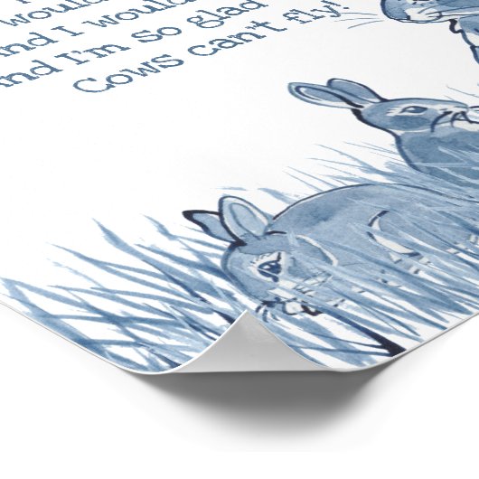 Cute Blue & White Bunny Rabbit Nursery Rhyme Child Poster (Hoek)