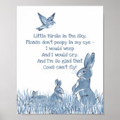 Cute Blue & White Bunny Rabbit Nursery Rhyme Child Poster (Voorkant)