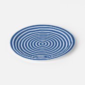 Cute blue & white circulaire strepen modern papieren bordje (Gekanteld)