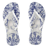 Cute Blue White Rabbit in Foliage Fun  look Teenslippers (Voetbed)