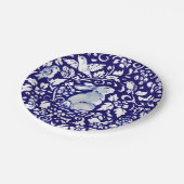 Cute Blue White Rabbit Sitting Bunny Dedham Delft Papieren Bordje (Gekanteld)