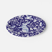 Cute Blue White Rabbit Standing Bunny Dedham Delft Papieren Bordje (Gekanteld)