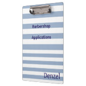 Cute Blue & White Stripe Barbershop Clipboard  Klembord (Links)