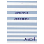 Cute Blue & White Stripe Barbershop Clipboard  Klembord (Achterkant)