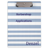 Cute Blue & White Stripe Barbershop Clipboard  Klembord (Voorkant)