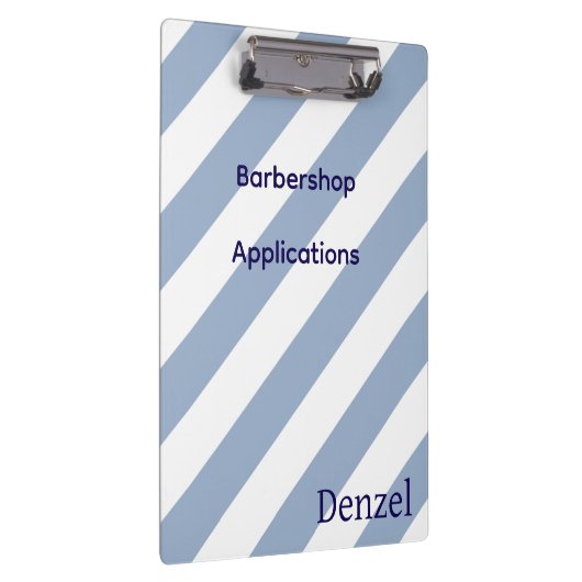 Cute Blue & White Stripe Barbershop Clipboard  Klembord (Rechts)
