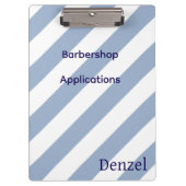 Cute Blue & White Stripe Barbershop Clipboard  Klembord (Voorkant)