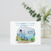 Cute Blue & White Waterverf Retro  Glamper Briefkaart (Staand voorkant)