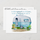 Cute Blue & White Waterverf Retro  Glamper Briefkaart (Voorkant / Achterkant)