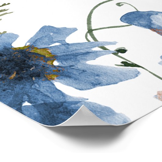 Cute Blue Wildflower Baby shower WelkomstPosters Poster (Hoek)