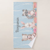 Cute Blue Woodland Animals Baby Nursery Badhanddoek (Badhanddoek)