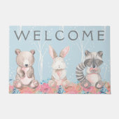 Cute Blue Woodland Animals Deurmat (Voorkant)