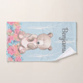 Cute Blue Woodland Beer Baby Nursery Handdoek (Handdoek)