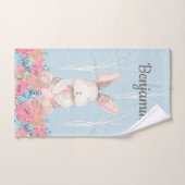 Cute Blue Woodland Bunny Baby Nursery Handdoek (Handdoek)