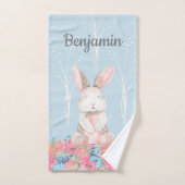Cute Blue Woodland Bunny Baby Nursery Handdoek (Handdoek)