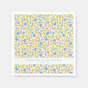 Cute Blue Yellow Floral Custom Vrijgezellenfeest Servet