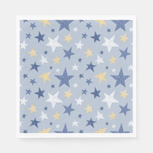 Cute Blue & Yellow Winter Stars Servet (Voorkant)