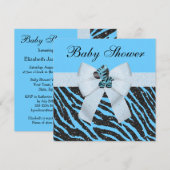 Cute Blue Zebra & Animal Print Glitter Baby shower Kaart (Voorkant / Achterkant)