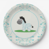 Cute Blue Zebra Baby shower Party Borden Papieren Bordje (Voorkant)