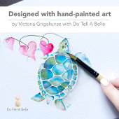 Cute Blue Zee Turtle Hearts Waterverf Kaart