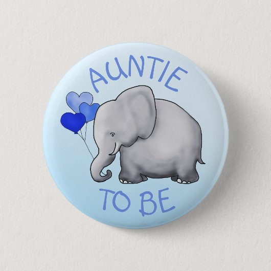 Cute BlueBalloon Elephant Baby shower Auntie-to-be Ronde Button 5,7 Cm (Voorkant)