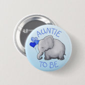 Cute BlueBalloon Elephant Baby shower Auntie-to-be Ronde Button 5,7 Cm (Voorkant /achterkant)