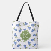Cute Blueberries Pattern Monogram Tote Bag (Achterkant)