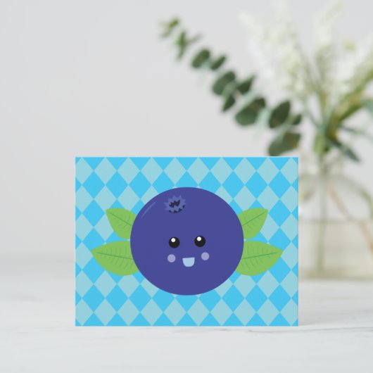 Cute Blueberry Briefkaart (Staand voorkant)