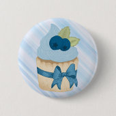 Cute Blueberry Cupcake Birthday Celebration Ronde Button 5,7 Cm (Voorkant)